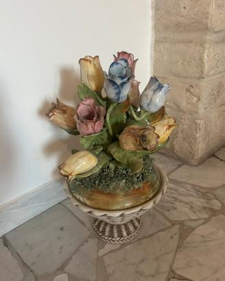 Tulipani, ceramica vintage centrotavola grande