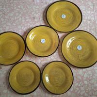Lotto/set/servizio 6 piatti vetro giallo Paşabahçe