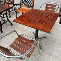 Set da giardino tavole e sedie alluminio e teak