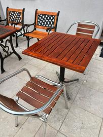 Set da giardino tavole e sedie alluminio e teak