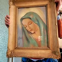 ANTICO QUADRO DIPINTO LIBERTY MADONNA CORNICE  