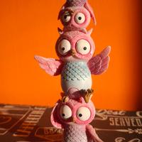 Simpatico Totem Gufi Colorati - Statuina Decorativ