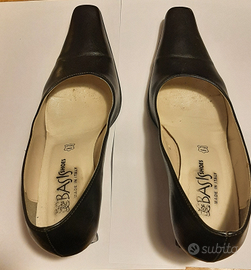 Scarpe decolte' donna nero vero cuoio made italy n