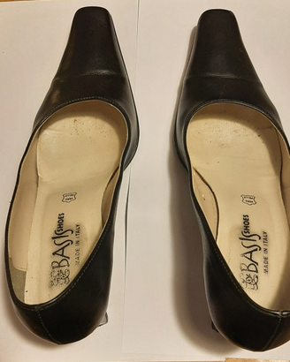 Scarpe decolte' donna nero vero cuoio made italy n