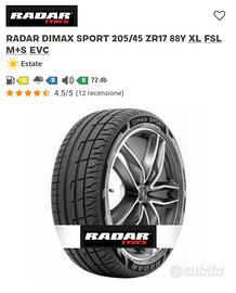 3 pneumatici RADAR DIMAX SPORT 205/45 ZR17 88Y
