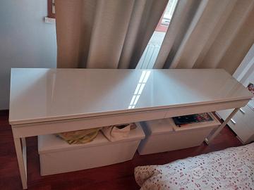 Console scrivania ikea bianco laccato con vetro