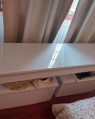 Console scrivania ikea bianco laccato con vetro