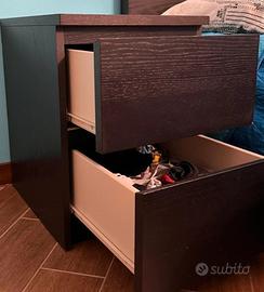 set due comodini Ikea marrone scuro 