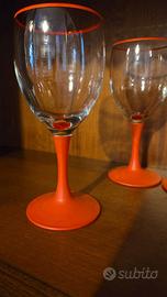 11 Calici da vino gambo rosso