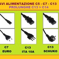 CAVI ALIMENTAZIONE C5 C7 C13 PROLUNGHE C13 > C14
