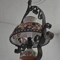 Lampadario vjntage in vetro e ceramica