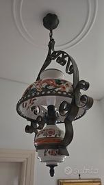 Lampadario vjntage in vetro e ceramica