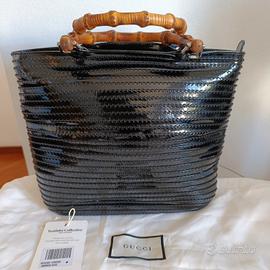 Gucci bambù borsa a mano nera