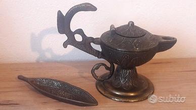 VECCHIA LAMPADA OTTONE POSACENERE ESSENZE VINTAGE 