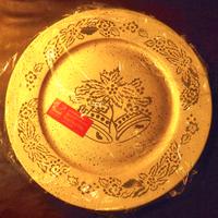 Piatto decorativo natalizio porcellana - lacca oro