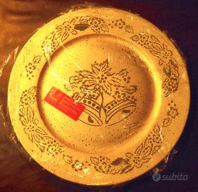 Piatto decorativo natalizio porcellana - lacca oro