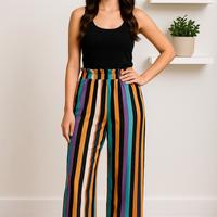 pantaloni a palazzo righe verticali multicolore Me