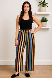 pantaloni a palazzo righe verticali multicolore Me
