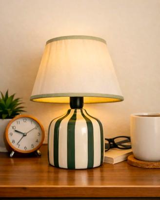 Lampada da tavolo a righe verdi e bianche 20×20×27