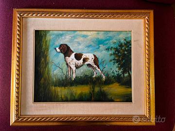Quadro olio su tela Cane da caccia