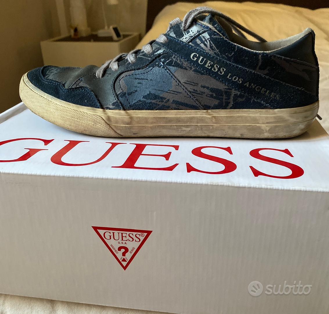 GUESS Carmino Scarpe Da Ginnastica Uomo, Blu Scuro, Logo 4G, Suola Memory Foam, Taglia 44 EU - 4