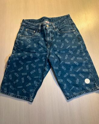 Shorts jeans gcds junior monogram-bermuda ragazzo