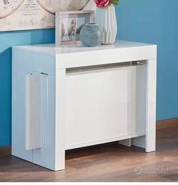 Tavolo console allungabile bianco lucido