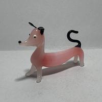 Piccolo cane in vetro di Murano rosa e nero