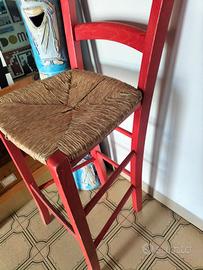 SGABELLO PAGLIA VINTAGE ROSSO