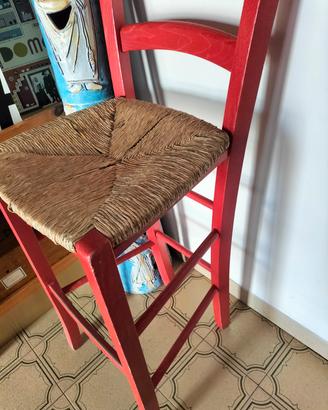 SGABELLO PAGLIA VINTAGE ROSSO