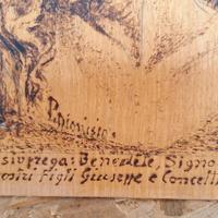 quadro marchiato a fuoco sul legno del 1800