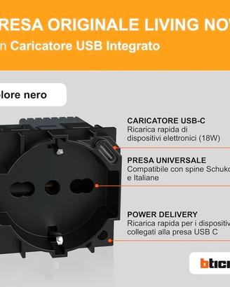 Presa Schuko BTICINO  KG4140A16USB