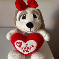Peluche Cane con Cuore e scritta