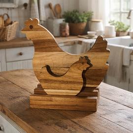 Set due taglieri in legno gallina