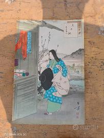 antica xilografia MIZUNO TOSHIKATA 1866/1908