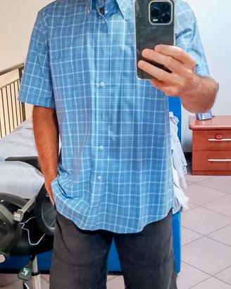 Camicia mezze maniche azzurra con righe