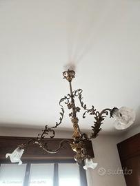 lampadario antico oro e vetro di murano
