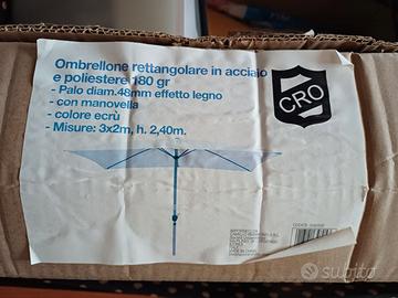 Ombrellone rettangolare 3x2mt acciaio e poliestere