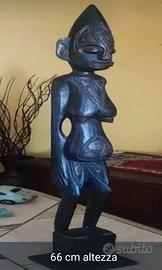 Statua Etnica Legno Nero – Altezza 66 cm