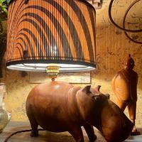 Lampada legno Ippopotamo Etnica pezzo unico