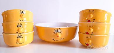 Set di 6 ciotole funny face giallo
