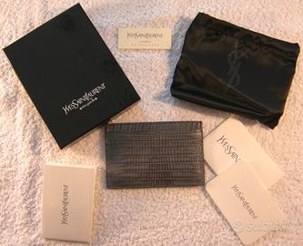YVES SAINT LAURENT porte carte in vera pelle