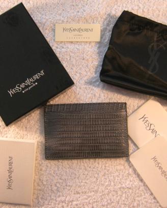 YVES SAINT LAURENT porte carte in vera pelle
