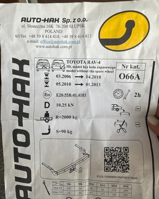 Gancio Traino Estraibile Toyota Rav 4 2008