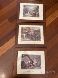 Tre quadri stampe con cornici arte povera