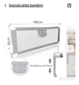 Sponde Letto Bambini 180 CM Sbarra Letto Bambini P