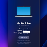 MacBook Pro 16” M3 Max 40 Core 128 GB RAM 8 TB