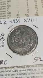 moneta da 2 lire 1939