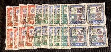 10 QUARTINE TIMBRATE ALTI VALORI Serie Alti Valori