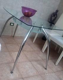 tavolo in vetro  con sedie  ,design moderno